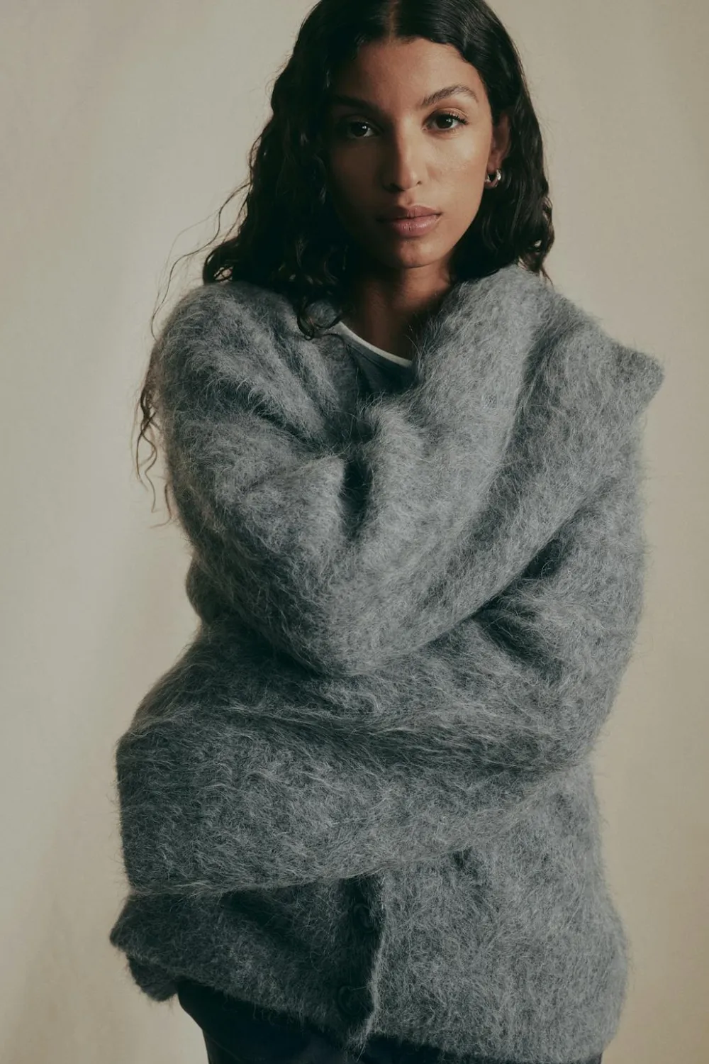 Gina Tricot Apaca bend knitted cardigan Grå Discount