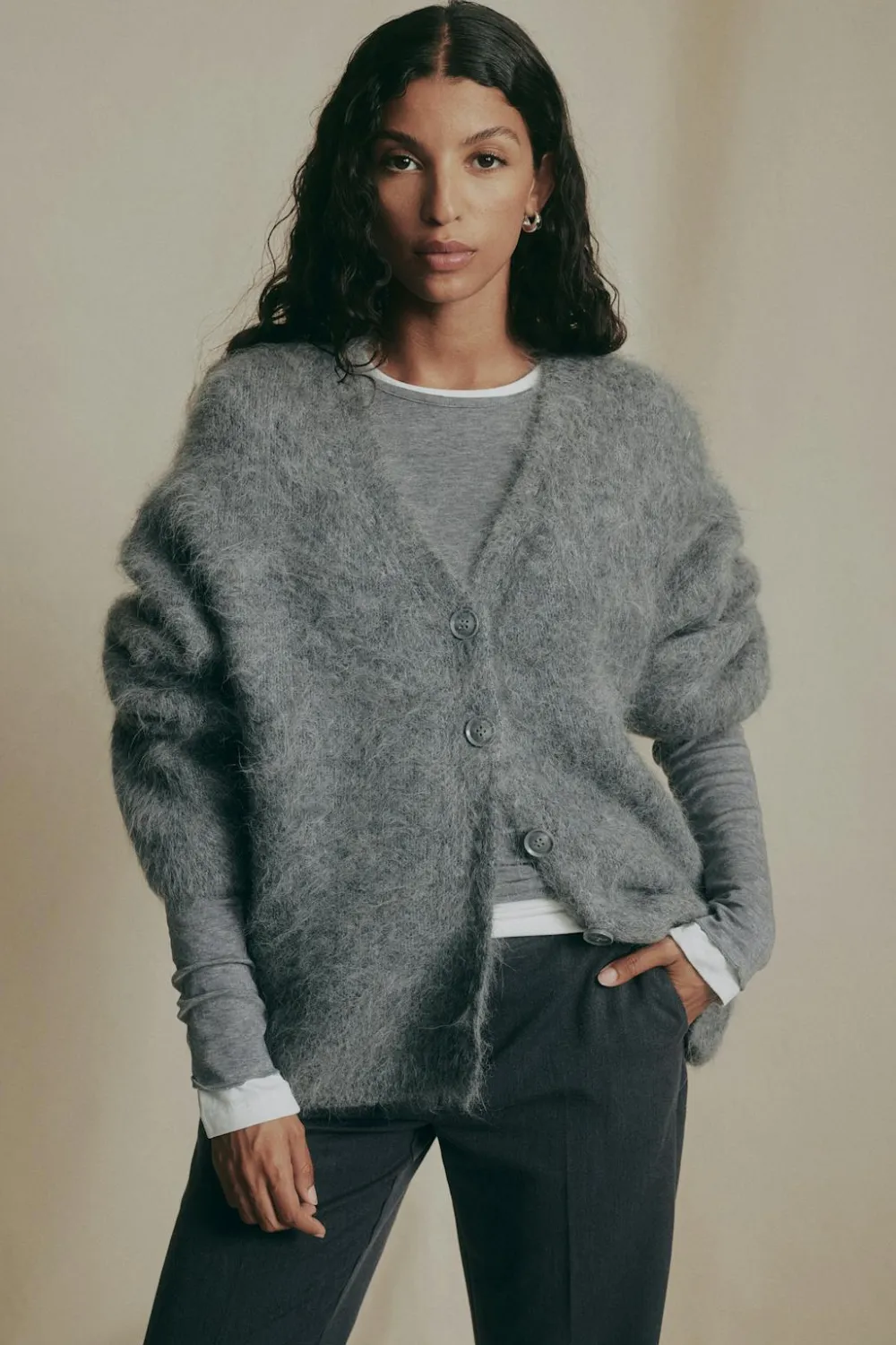 Gina Tricot Apaca bend knitted cardigan Grå Discount