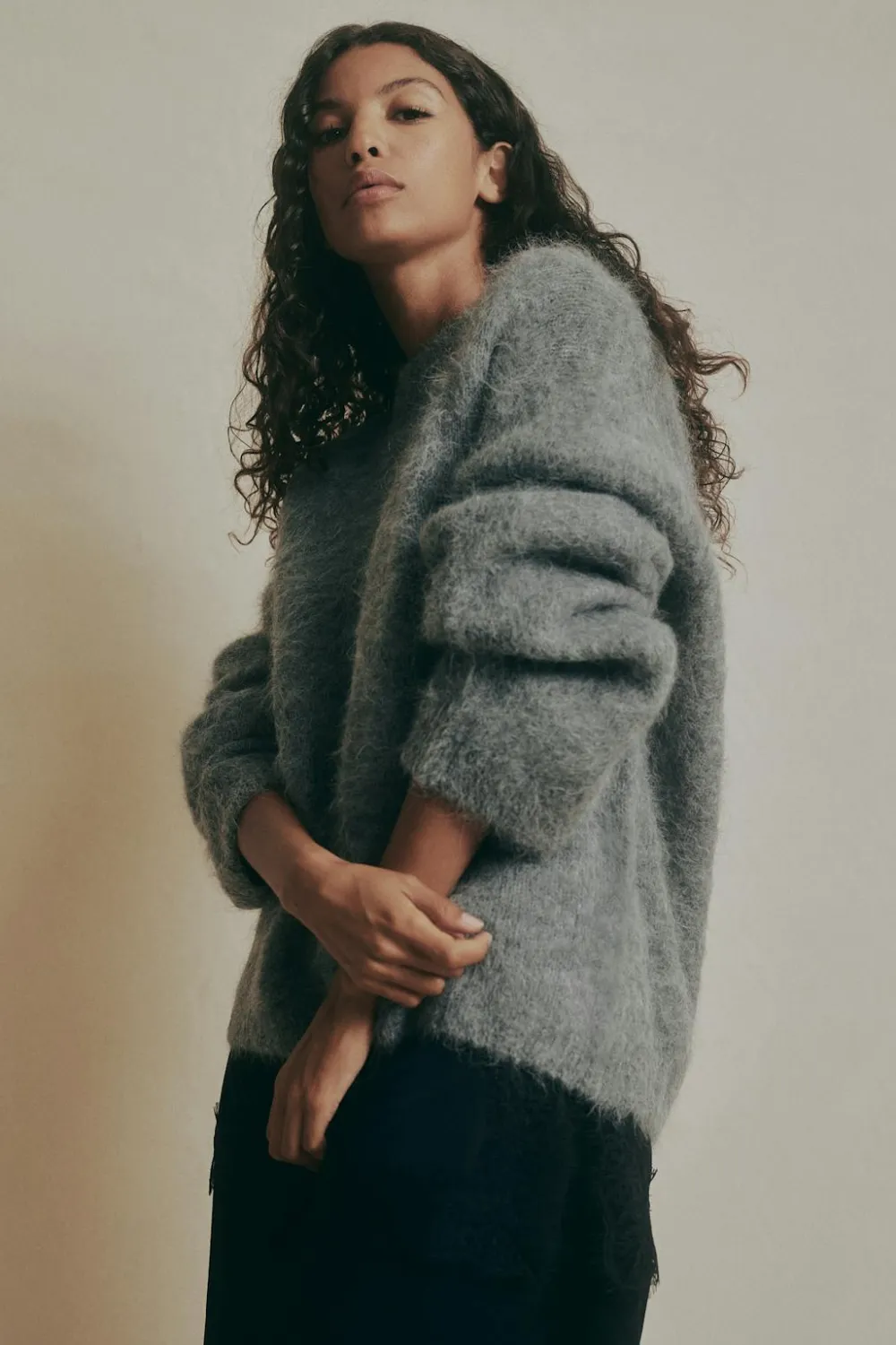 Gina Tricot Apaca bend knitted weater Grå Outlet