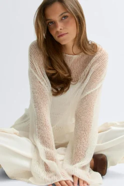 Gina Tricot Apaca bend knitted weater Hvit Online