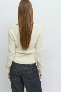 Gina Tricot Apaca bend knitted top Hvit Sale