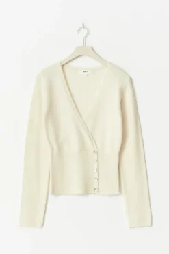 Gina Tricot Apaca bend knitted top Hvit Sale