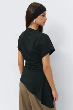Gina Tricot Ayetric funne neck top Svart New