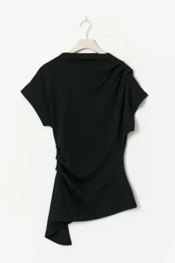 Gina Tricot Ayetric funne neck top Svart New