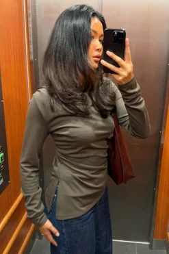 Gina Tricot Ayetric ong eeve top Grønn