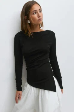 Gina Tricot Ayetric ong eeve top Svart Discount