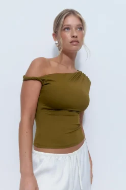 Gina Tricot Ayetric icro top Grønn Clearance