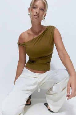 Gina Tricot Ayetric icro top Grønn Clearance