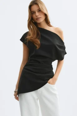 Gina Tricot Ayetric peated top Svart New