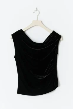 Gina Tricot Ayetric vevet top Svart Hot