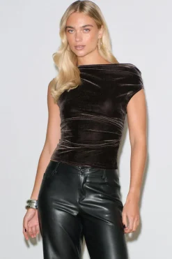 Gina Tricot Ayetric vevet top Brun Best