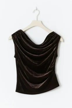 Gina Tricot Ayetric vevet top Brun Best