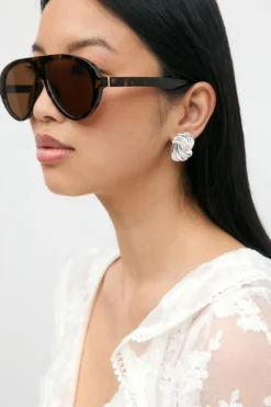 Gina Tricot Aviator sunglasses Brun Discount