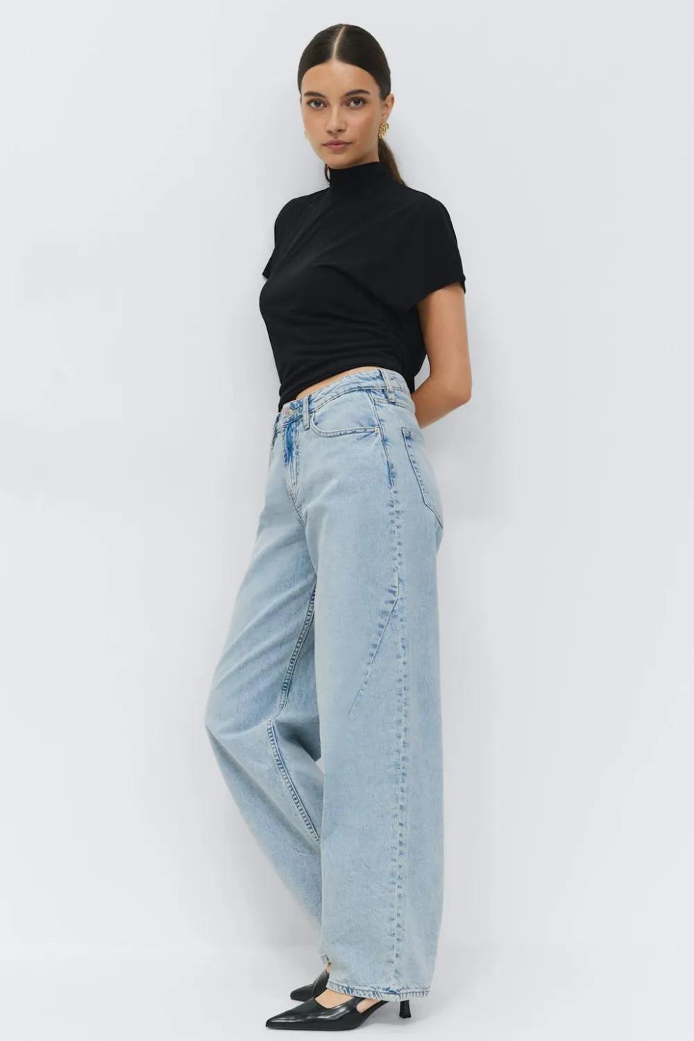 Gina Tricot Baggy-crush jeans Blå Outlet