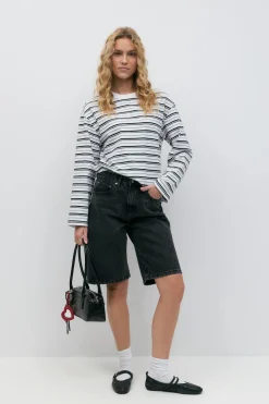 Gina Tricot Baggy denim shorts Svart Discount