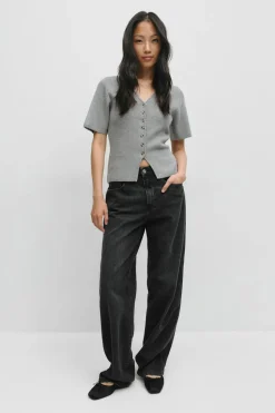 Gina Tricot Baggy snap jeans Svart Hot