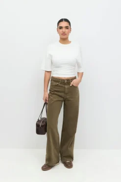 Gina Tricot Baggy wide jeans Grønn Sale