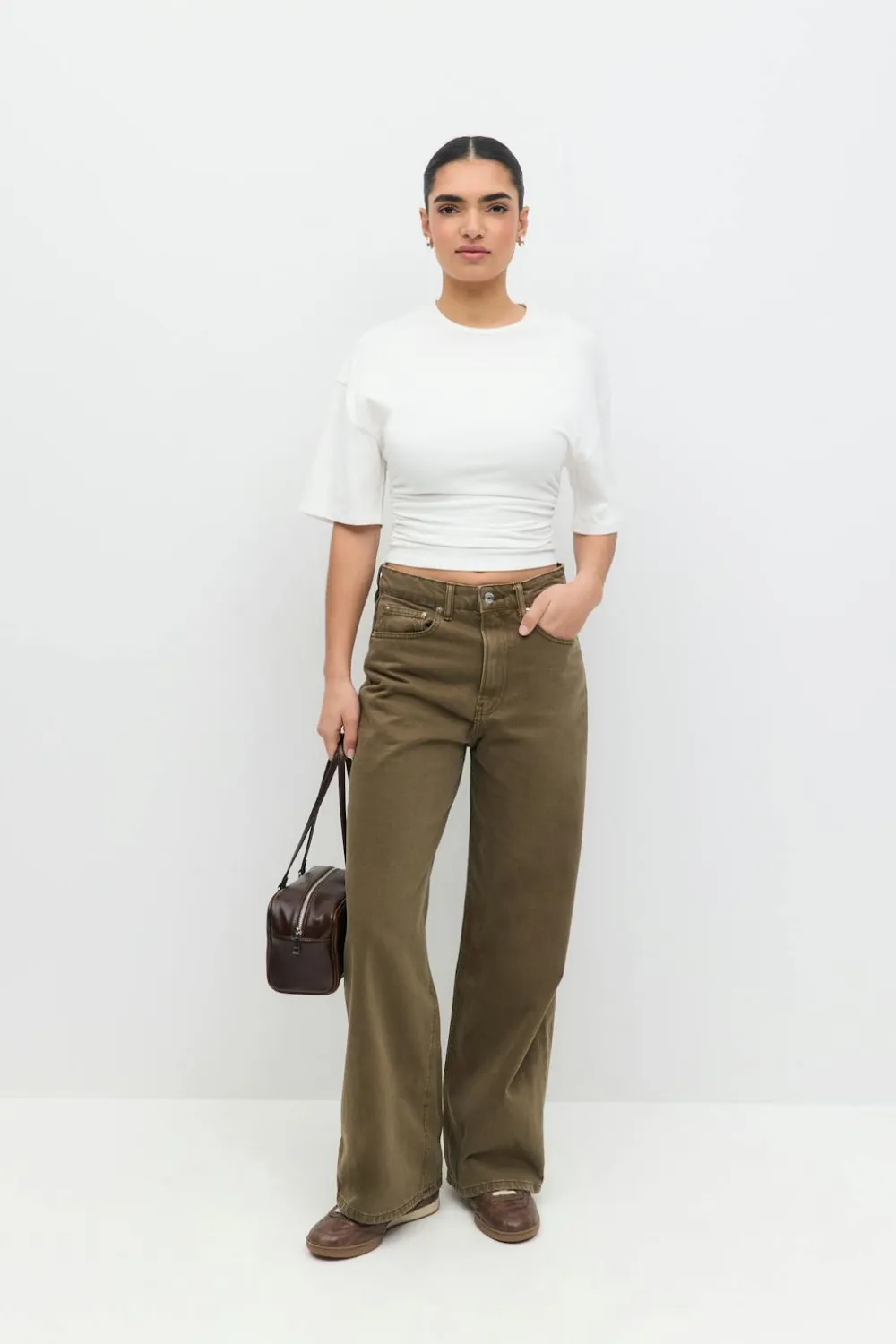 Gina Tricot Baggy wide jeans Grønn Sale