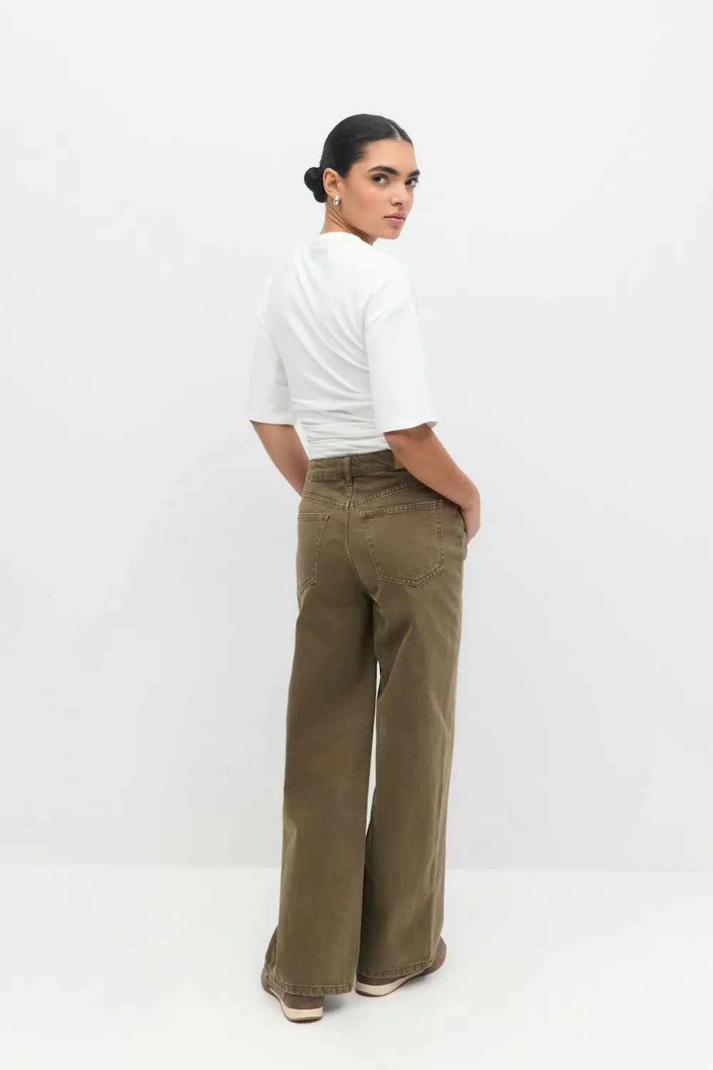 Gina Tricot Baggy wide jeans Grønn Sale