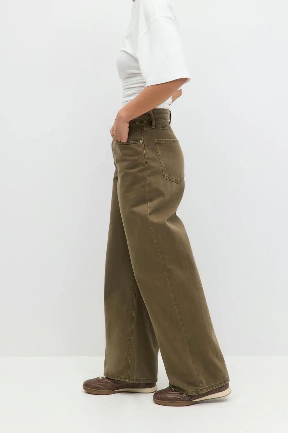 Gina Tricot Baggy wide jeans Grønn Sale