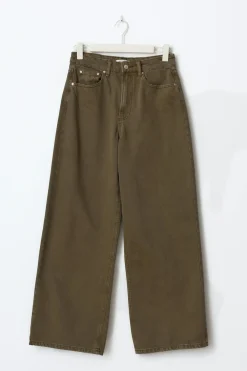 Gina Tricot Baggy wide jeans Grønn Sale