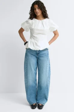 Gina Tricot Balloon sleeve blouse Hvit Outlet