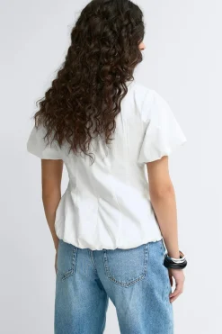 Gina Tricot Balloon sleeve blouse Hvit Outlet