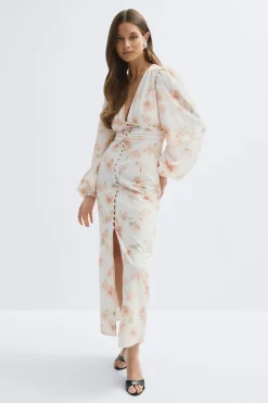 Gina Tricot Balloon sleeve dress Hvit Clearance