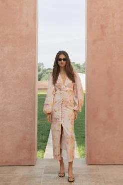 Gina Tricot Balloon sleeve dress Rosa Clearance