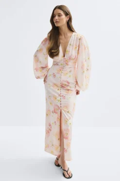 Gina Tricot Balloon sleeve dress Rosa Clearance