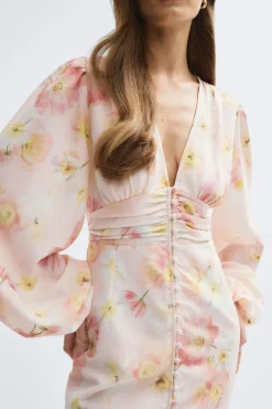 Gina Tricot Balloon sleeve dress Rosa Clearance