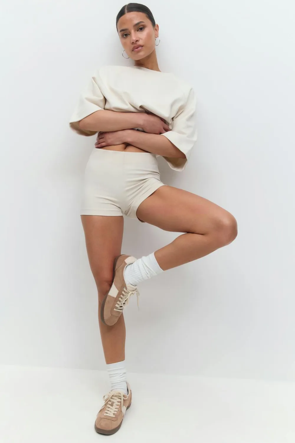 Gina Tricot Baic icro hort biker Beige Hot