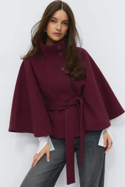 Gina Tricot Belt cape jacket Rød Outlet