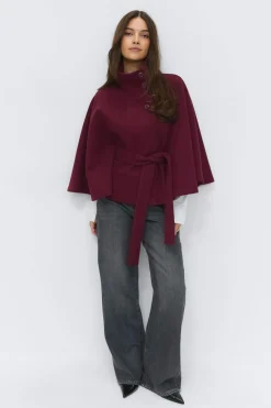 Gina Tricot Belt cape jacket Rød Outlet