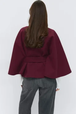 Gina Tricot Belt cape jacket Rød Outlet