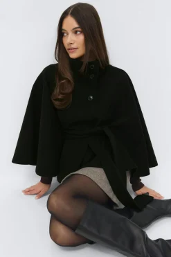 Gina Tricot Belt cape jacket Svart Discount