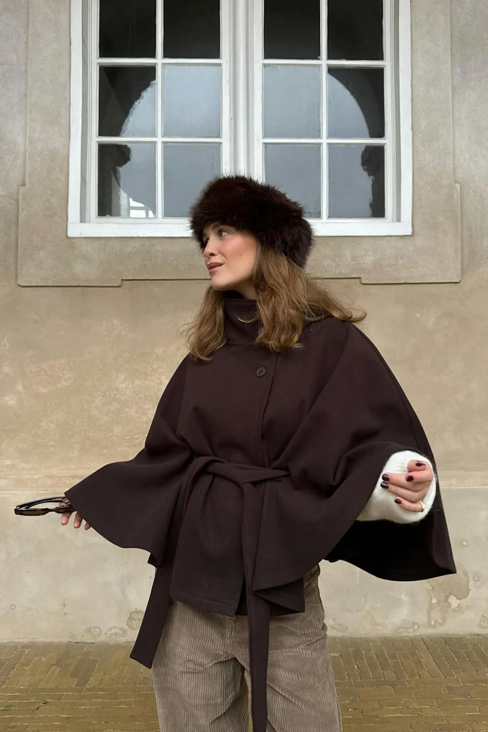 Gina Tricot Belt cape jacket Brun Outlet