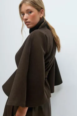 Gina Tricot Belt cape jacket Brun Outlet