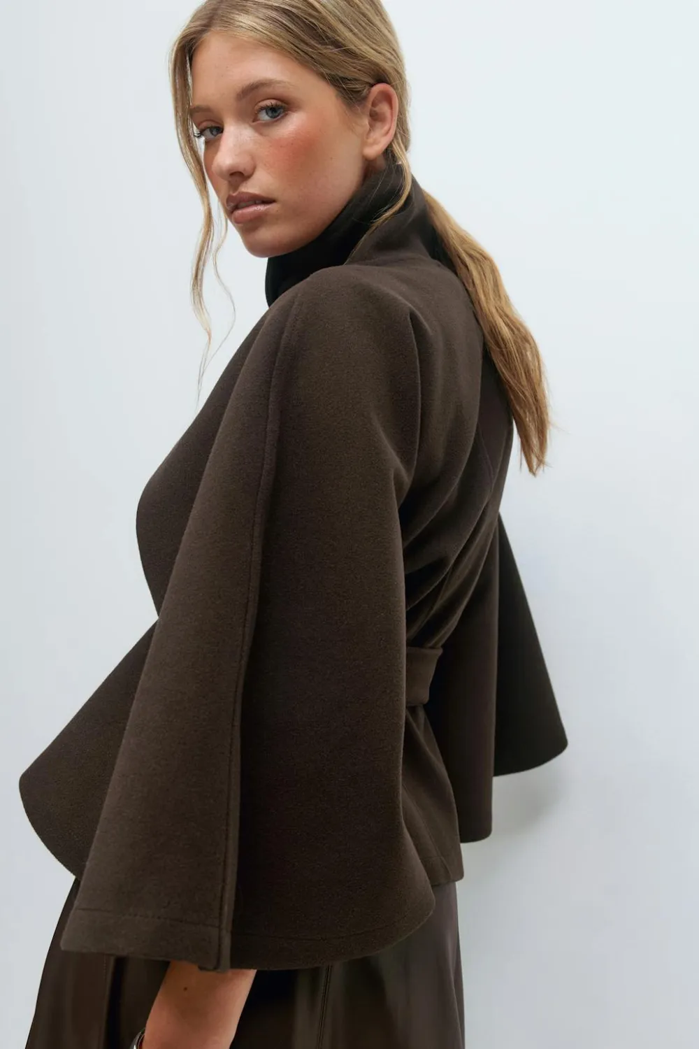 Gina Tricot Belt cape jacket Brun Outlet