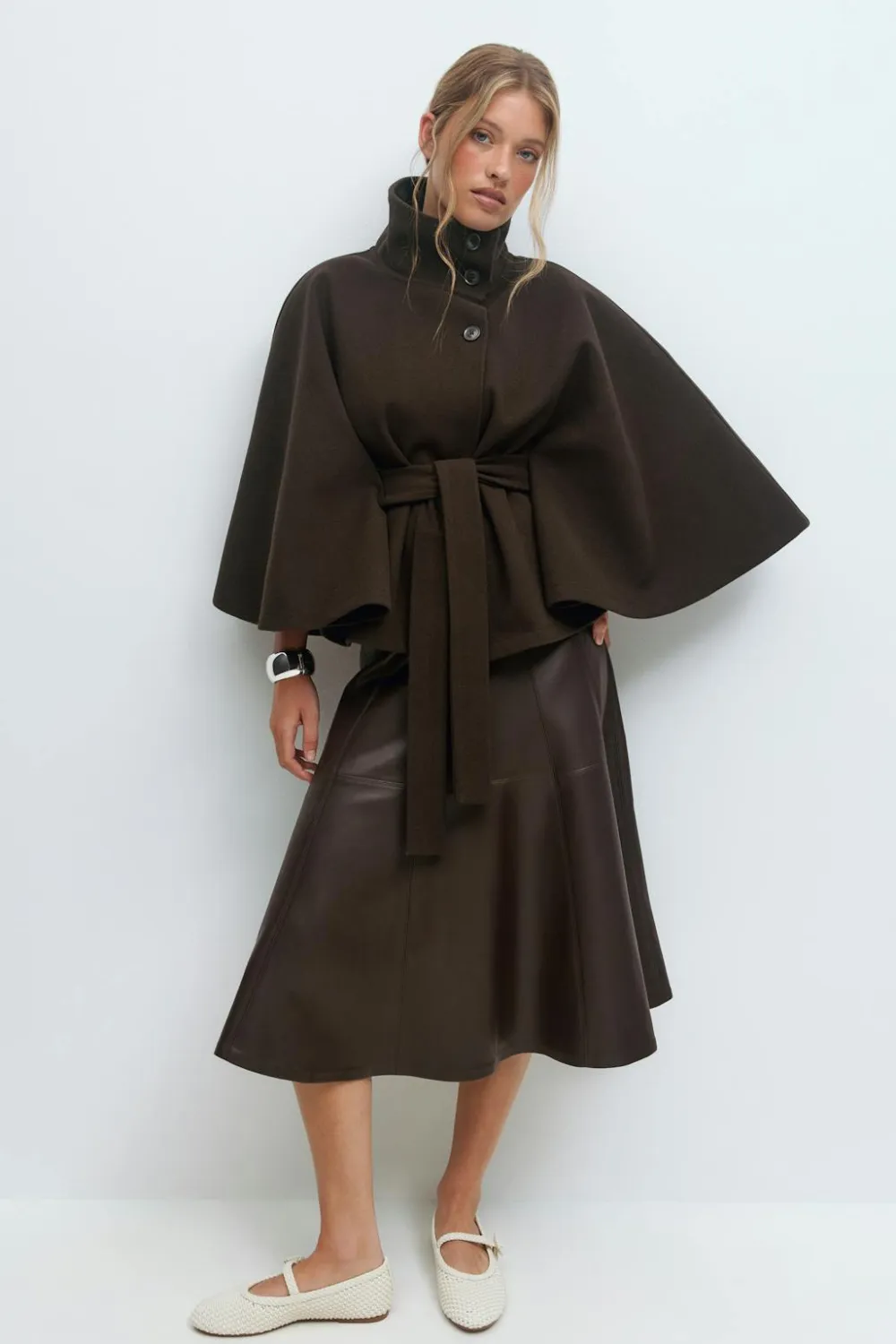 Gina Tricot Belt cape jacket Brun Outlet