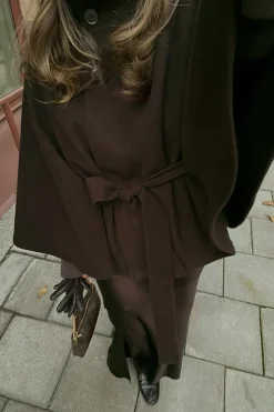 Gina Tricot Belt cape jacket Brun Outlet