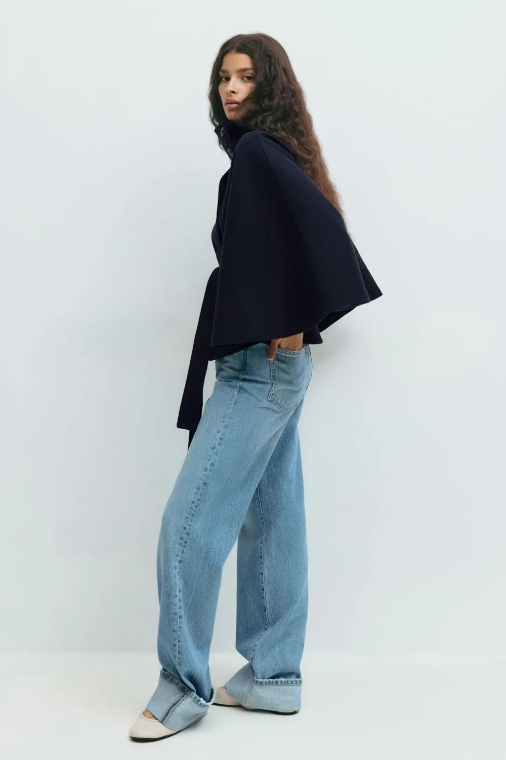 Gina Tricot Belt cape jacket Blå Clearance