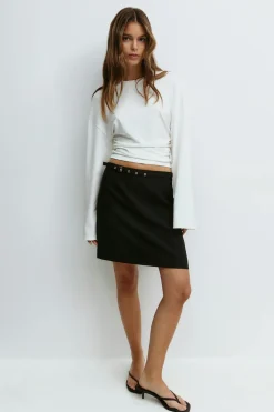 Gina Tricot Belted mini skirt Svart