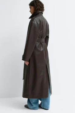 Gina Tricot Beted pu trench coat Brun Hot