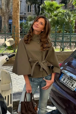 Gina Tricot 14+ belted trench cape Grønn Discount