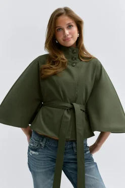 Gina Tricot 14+ belted trench cape Grønn Discount