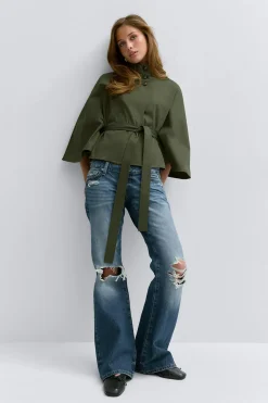 Gina Tricot 14+ belted trench cape Grønn Discount