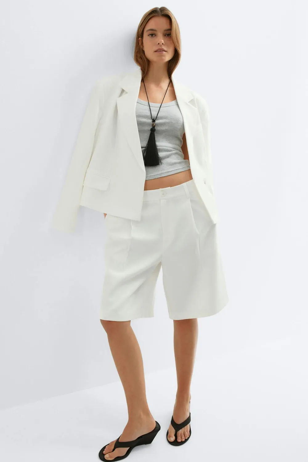 Gina Tricot Bermuda shorts Hvit Outlet