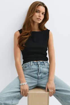 Gina Tricot Boatneck tanktop Svart Hot