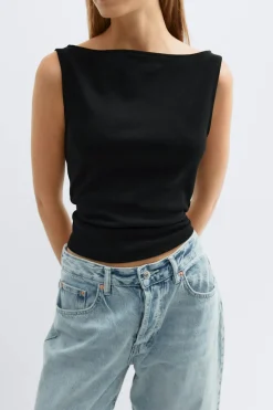 Gina Tricot Boatneck tanktop Svart Hot